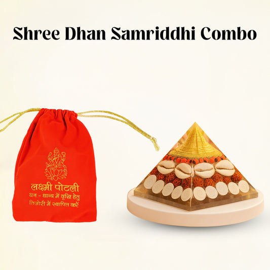 Shree Dhan SamRiddhi Combo (Laxmi Potli+Gomti Chakra Shree Yantra Pyramid)