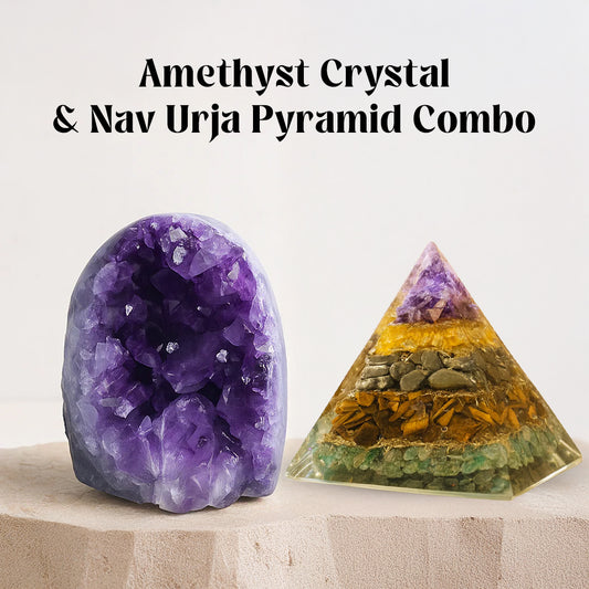 Combo Amethyst Crystal & Nav Urja Pyramid