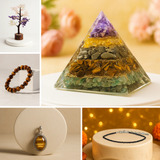 KS Positive Energy Kit (Nav Urja Pyramid, Aura Healing Tree, Tiger's Eye Bracelet, Tiger Eye Pendant, Black Tourmaline Anklet)