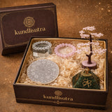 KS Harmonious Relationship Kit (Rose Quartz Tree, Green Jade Pyramid, Selenite Plate, Rose Quartz Bracelet, Clear Quartz Bracelet)
