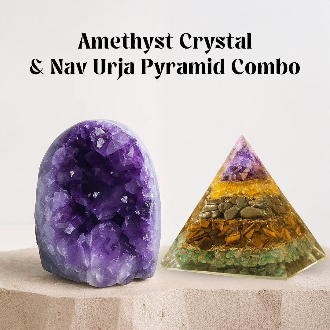 Combo Amethyst Crystal & Nav Urja Pyramid