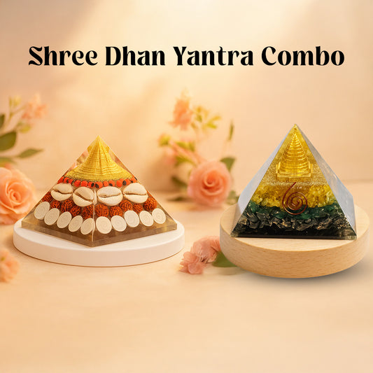 Shree Dhan Yantra Combo ( Money Magnet Pyramid+Gomti chakra shree yantra pyramid )