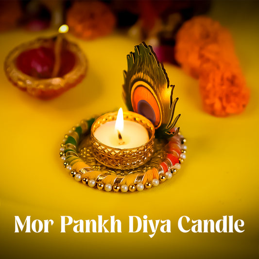 Handcrafted Mor Pankh Candle Holder