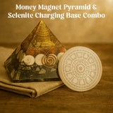 Combo Money Magnet Pyramid & Selenite Charging Base