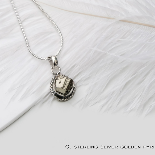 Silver Golden Pyrite Pendant