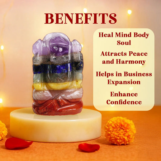 Shree Ganesh Chakra Harmony Combo (7 Chakra Ganesha+7 Chakra Pyramid)