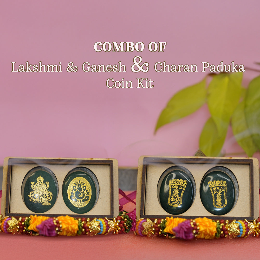 Combo Laxmi Ganesh  & Charan Paduka Coin kit