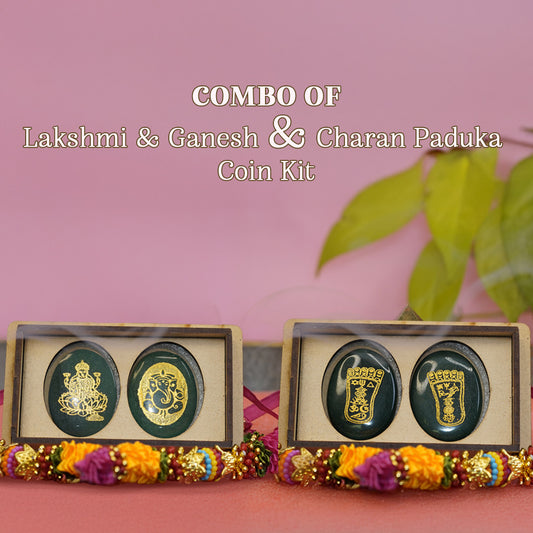 Combo Laxmi Ganesh  & Charan Paduka Coin kit
