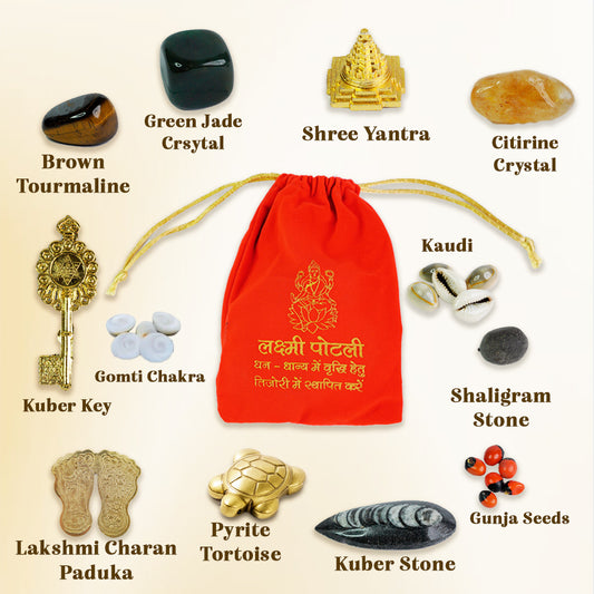 Shubh Labh Dhan Combo ( Green Aventurine Ganesha+Laxmi Potli )