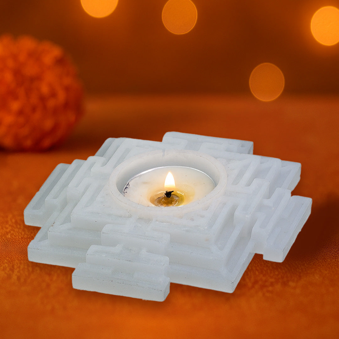 Selenite Resin Candle Holder
